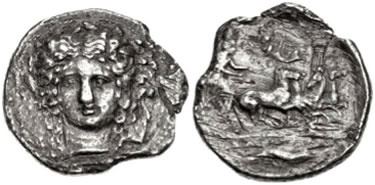 AR Tetradramma di Katana (Catania) (ø 29 mm - g 14,44),  coniato nel 405-402 a.C.